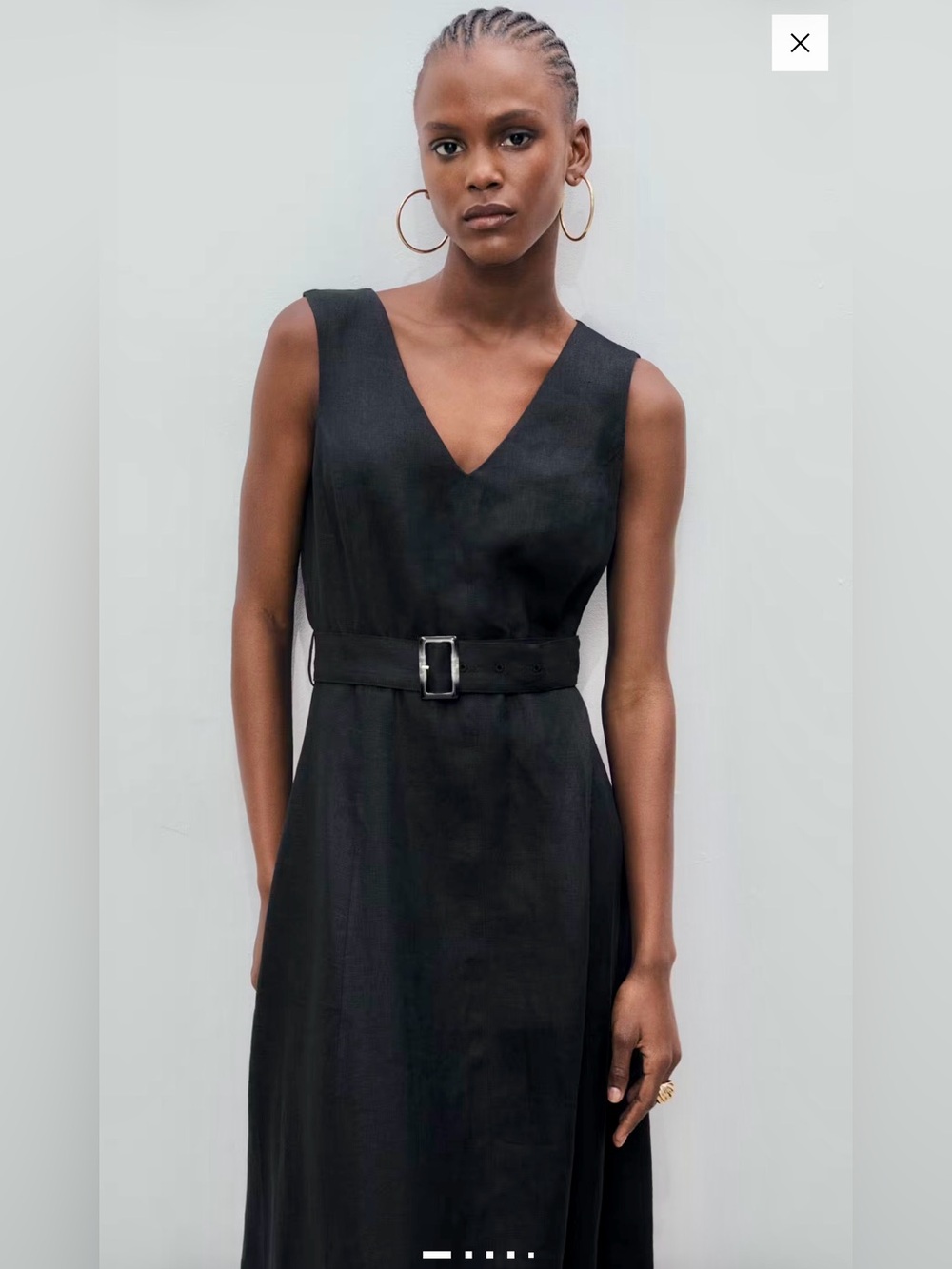 NWT MANGO FLARED LINEN DRESS WITH BELT size 8